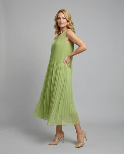 Ladies Midi Dress Pleated Chiffon