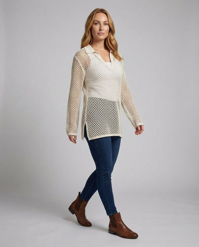 Women's light mesh knit tunic overlay