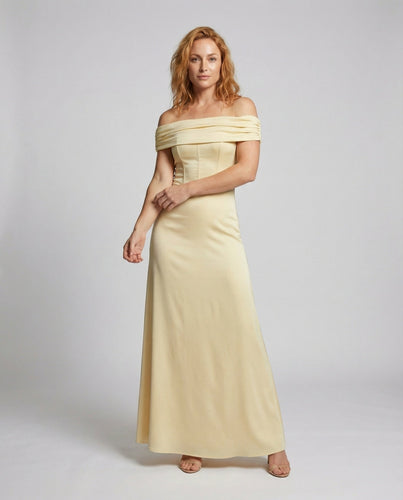 Women’s strapless satin evening dress with bodice