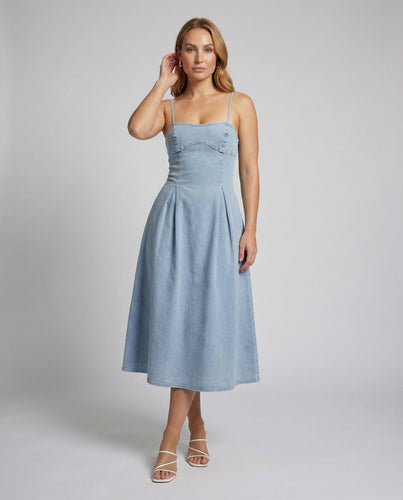 Women Jeans-Mid Dress Pre-shaped Corset Pleated Skirt