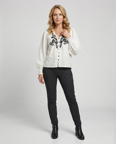 Women's Oversized Embroidered Blouse Top