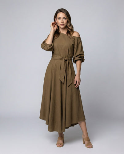 Women's one-shoulder midikleid with tiered skirt