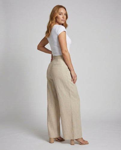 Ladies elegant linen blend wide pants