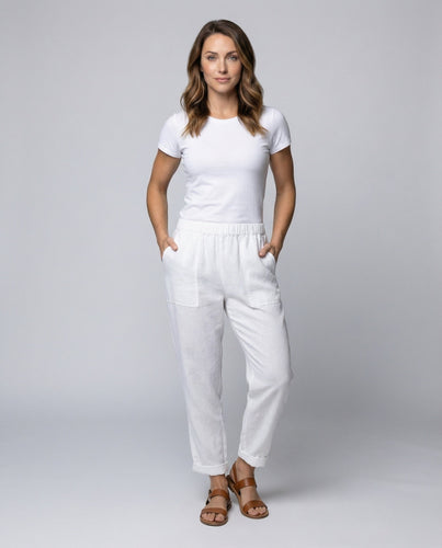 Women's casual linen pants with elastic waistband