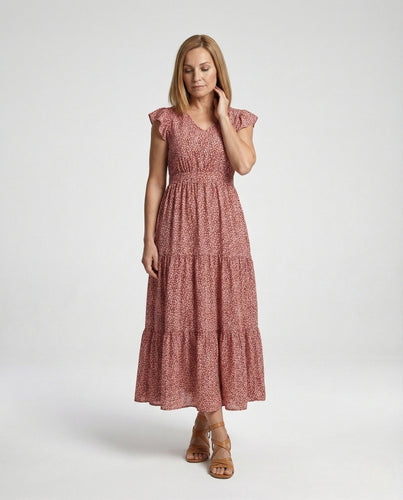 Ladies floral dress maxi dress tiers