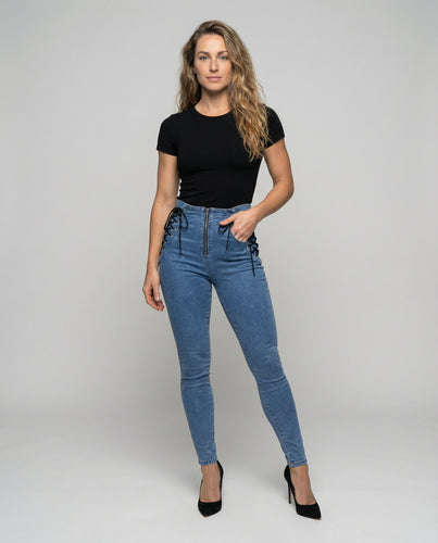 Women Detailed Eyelet Lacing Skinny Jeans
