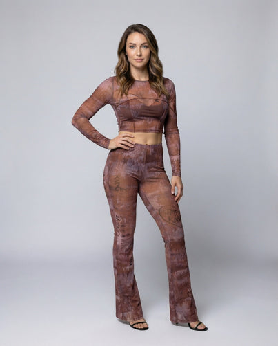 Women's Mesh Two-Piece with Heart Print