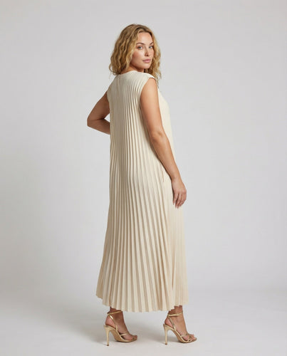 Women pleated A-line maxi dress