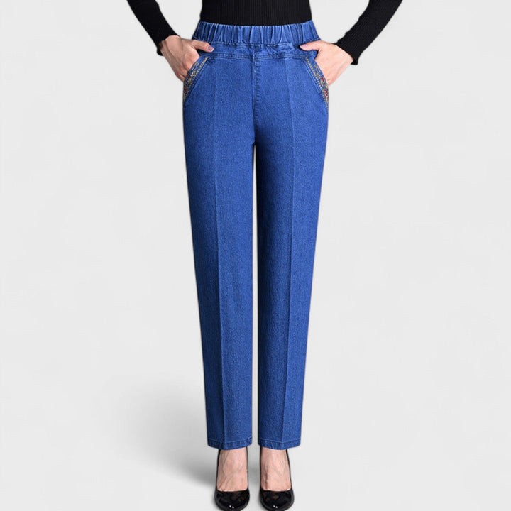 Women’s Straight Leg Pants with Elastic Waist Side Pockets