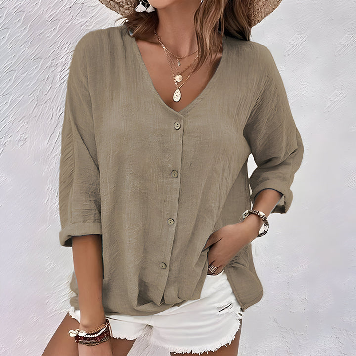 Blouse for Women | Button-Front V-Neck
