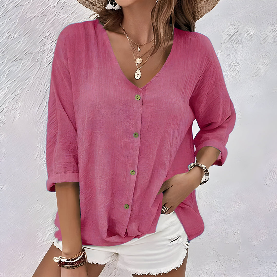 Blouse for Women | Button-Front V-Neck