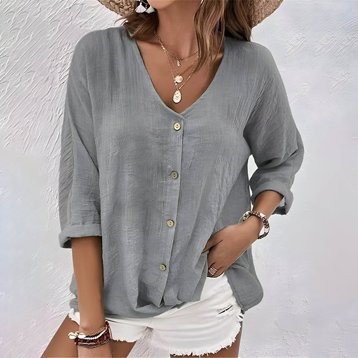 Blouse for Women | Button-Front V-Neck