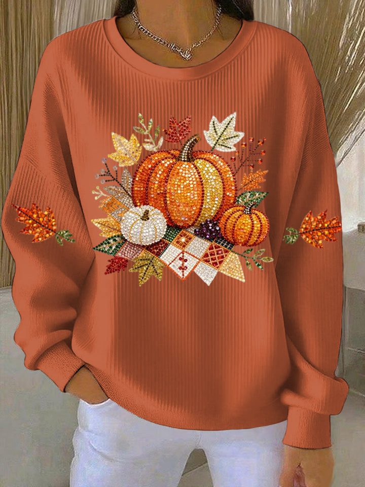 Women's Pumpkin Sweatshirt Round Neck Long Sleeve