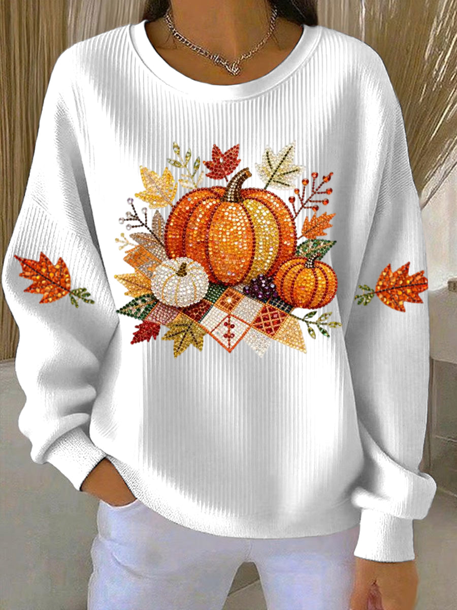 Women's Pumpkin Sweatshirt Round Neck Long Sleeve