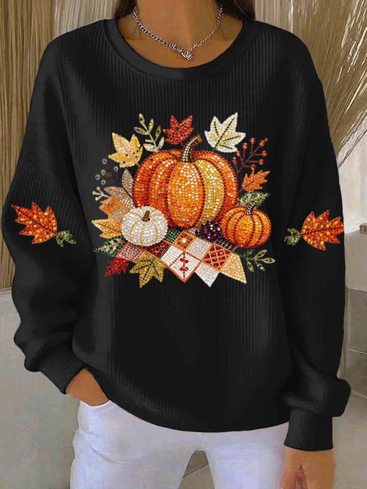 Women's Pumpkin Sweatshirt Round Neck Long Sleeve