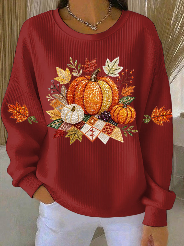 Women's Pumpkin Sweatshirt Round Neck Long Sleeve
