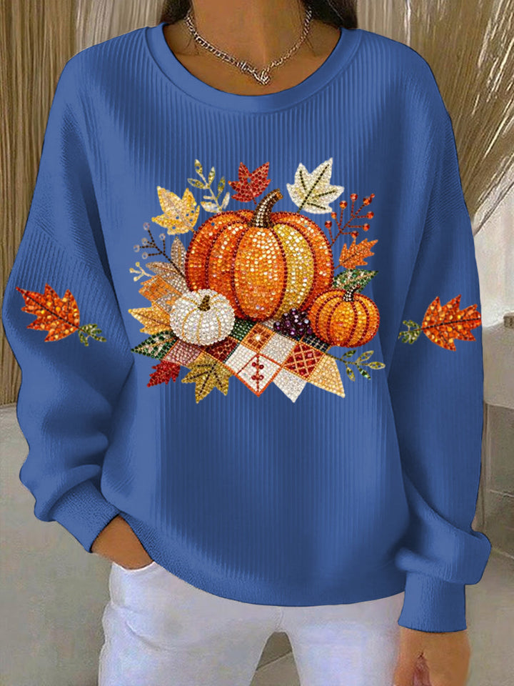 Women's Pumpkin Sweatshirt Round Neck Long Sleeve