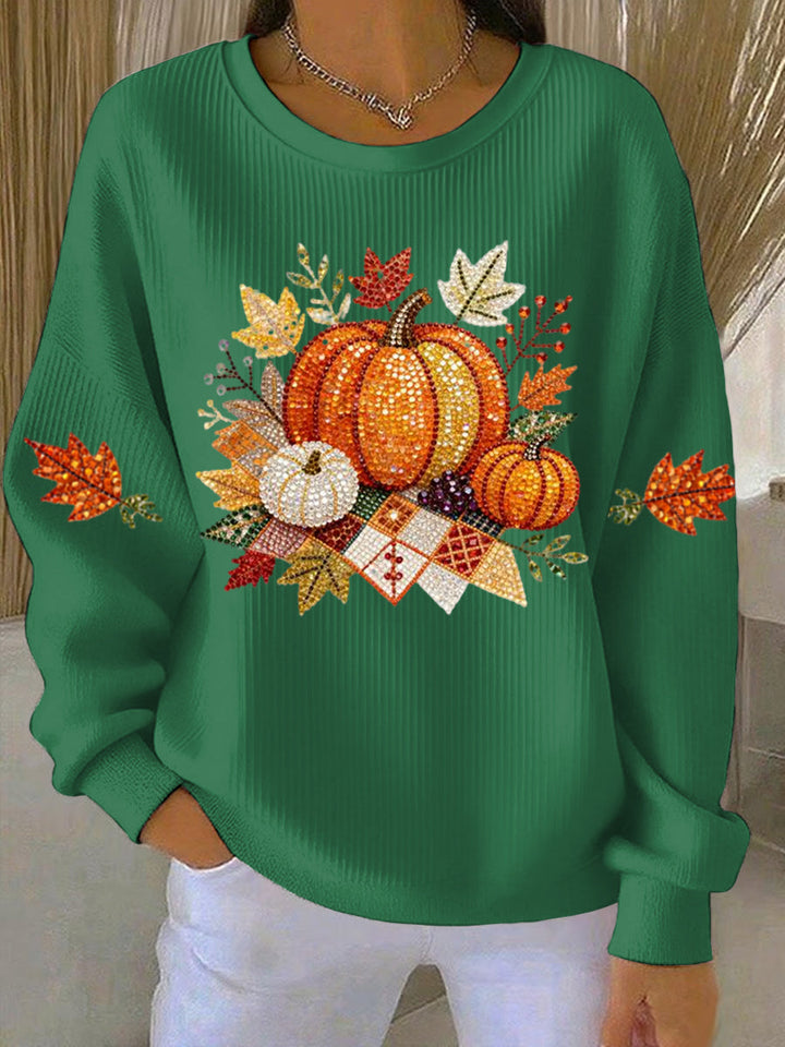 Women's Pumpkin Sweatshirt Round Neck Long Sleeve
