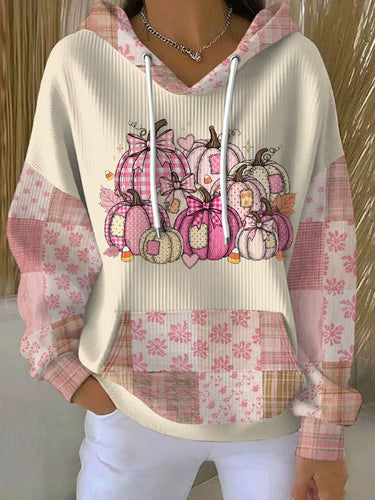 Women's Patchwork Graphic Hoodie with Kangaroo Pocket