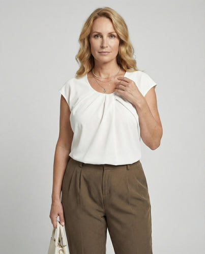 Ladies Blouse Top Elegant Crew Neck