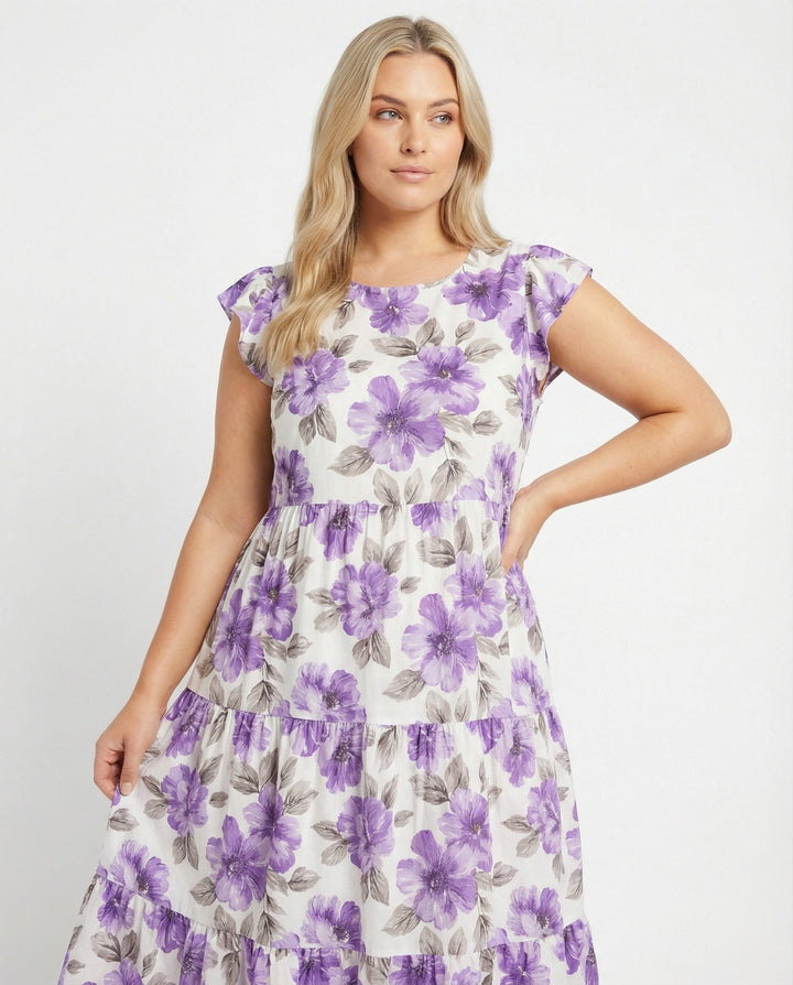 Women’s knee-length summer dress with ruffle