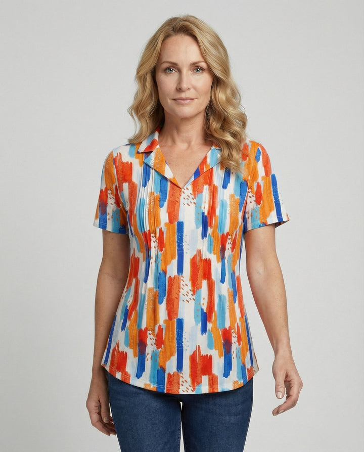 Blouse Women Short Sleeve Print