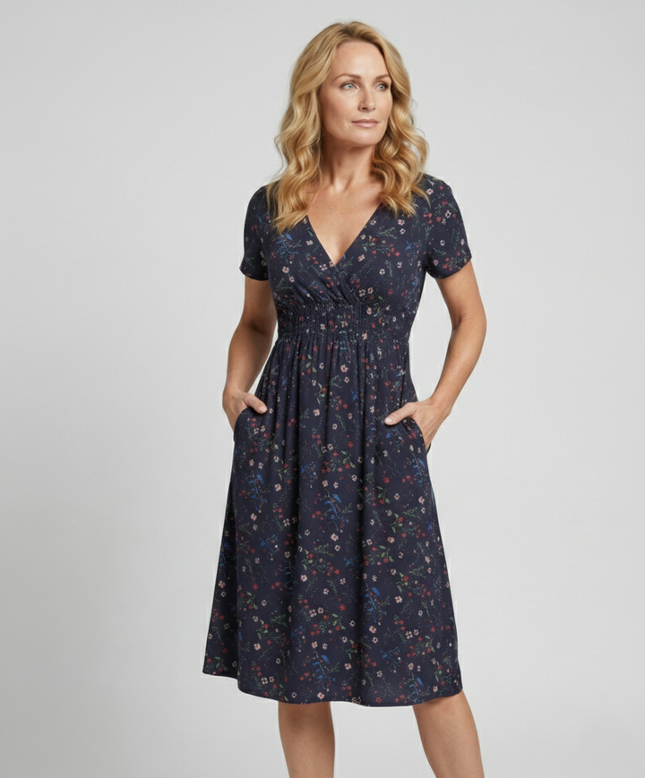 Women’s midi dress smocked waist
